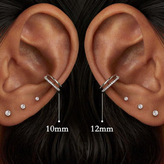 2pcs Double Loop Titanium Nose Rings,16g 8/10/12mm Double Hoop ASTM F136 septum rings Cartilage Helix Daith Rook Earring Hinged Septum Segment Ring Clicker Piercing