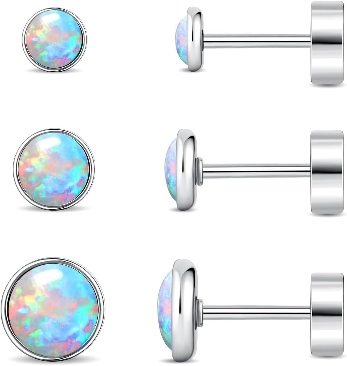 Opal Stud Earring for Women Hypoallergenic Small Stud Earrings for Sensitive Ears Plated Stud