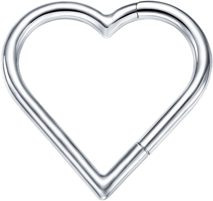 16G 8/10MM G23 1PC Titanium Daith Piercing Jewelry Heart Clicker Cartilage Tragus Earring for Women