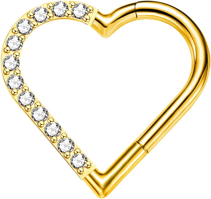 16G 8/10MM G23 1PC Titanium Daith Piercing Jewelry Heart Clicker Cartilage Tragus Earring for Women