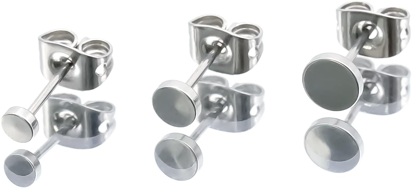 3 Pairs Titanium Stud Earrings Set, Hypoallergenic Women Earrings Nickel Free Earrings for Sensitive Ears Classic Dainty Girls Earring Studs