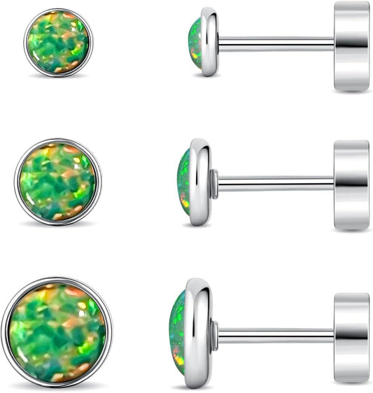 Opal Stud Earring for Women Hypoallergenic Small Stud Earrings for Sensitive Ears Plated Stud