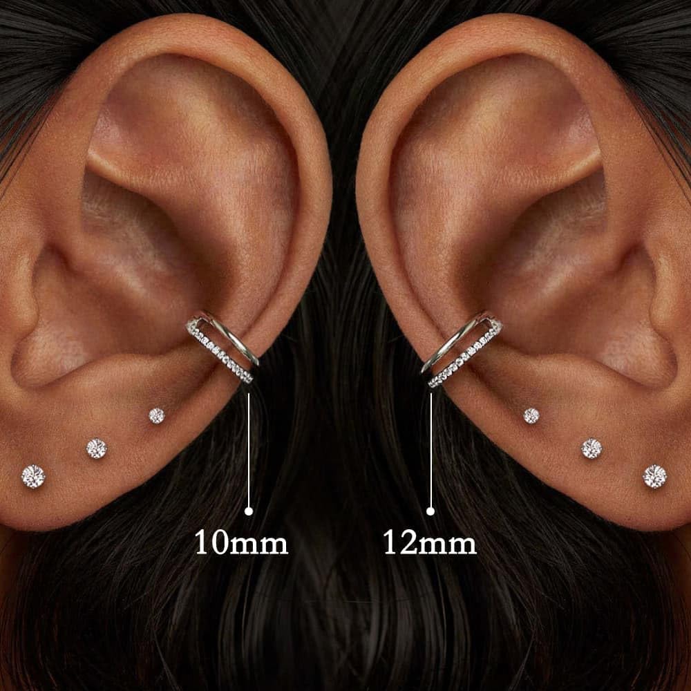 2pcs Double Loop Titanium Nose Rings,16g 8/10/12mm Double Hoop ASTM F136 septum rings Cartilage Helix Daith Rook Earring Hinged Septum Segment Ring Clicker Piercing