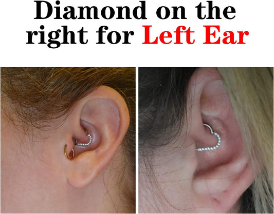 2 Pcs G23 Titanium Heart Daith Piercing Jewelry Rook Tragus Clicker Ring Cartilage Earrings 16G